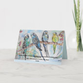 Blue Budgie Budgies Watercolor Painting Bird Card Karte (Rückseite)