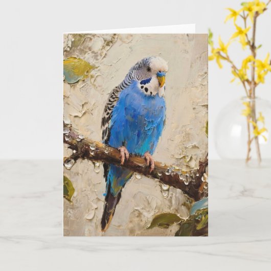Blue Budgie Karte (Gelbe Blume)