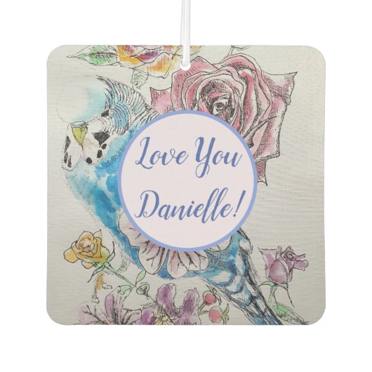 Blue Budgie Kunst Blume Car Air Freshener Autolufterfrischer (Vorderseite)