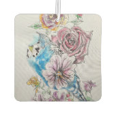 Blue Budgie Kunst Blume Car Air Freshener Autolufterfrischer (Rückseite)