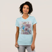 Blue Budgie mit Rose Wasserfarbene Frauen im Shirt (Vorne ganz)