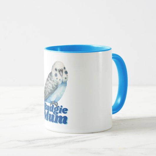 Blue Budgie Mum Tasse (VorderseiteRechts)