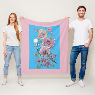 Blue Budgie Niedlich Whimsical Pink Blue Girls Bab Fleecedecke