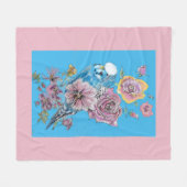 Blue Budgie Niedlich Whimsical Pink Blue Girls Bab Fleecedecke (Vorderseite (Horizontal))