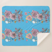 Blue Budgie Niedlich Whimsical Pink Blue Girls Sherpadecke (Vorderseite (Horizontal))