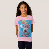 Blue Budgie Niedlich Whimsical Pink Blue Girls T S T-Shirt (Vorne ganz)