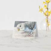 Blue Budgie Parakeet Art Note Card Karte (Gelbe Blume)