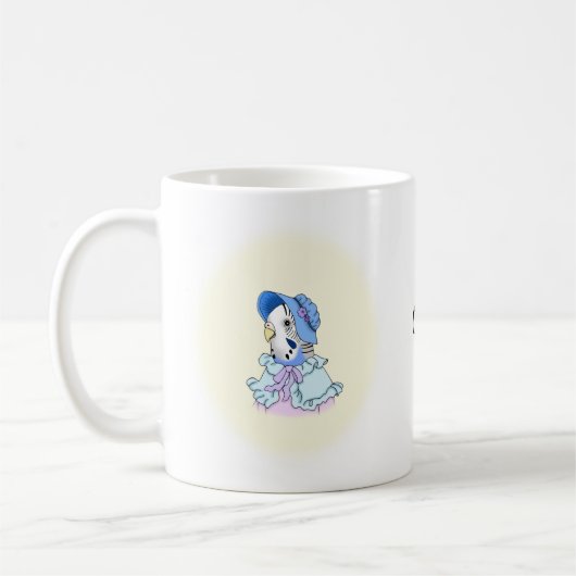Blue Budgie Parakeet in Bonnet Niedlich Budgie Cus Kaffeetasse (Links)