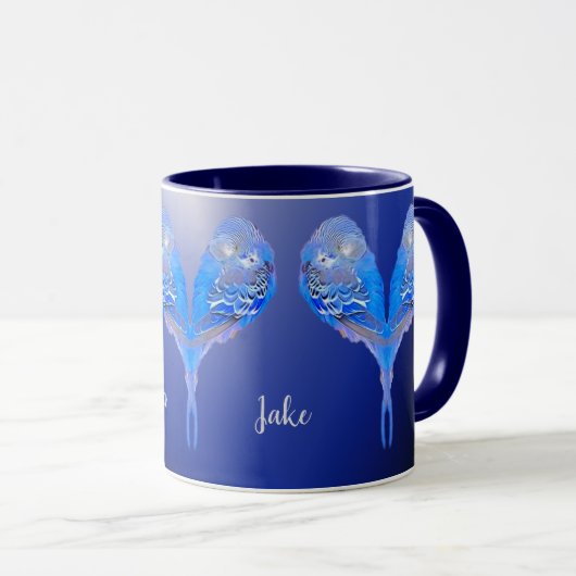 Blue Budgie personalisierbare Tasse (VorderseiteRechts)