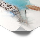 Blue Budgie Portrait Poster (Ecke)