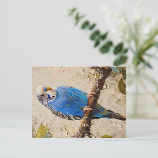 Blue Budgie Postkarte (Stehend Vorderseite)