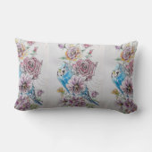 Blue Budgie & Rose Aquarellvogel Dekoration Kissen (Rückseite)