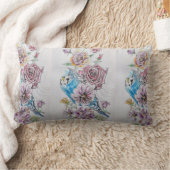 Blue Budgie & Rose Aquarellvogel Dekoration Kissen (Decke)