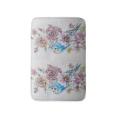 Blue Budgie & Rose Blume Bath Mat Badematte (Vorderseite Vertikal)