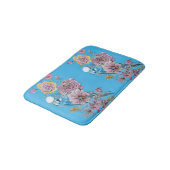 Blue Budgie & Rose Blume Bath Mat Badematte (Schrägansicht)