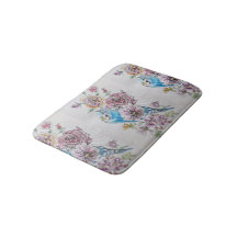 Blue Budgie & Rose Blume Bath Mat