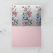 Blue Budgie & Rose Blume Happy Birthday Name Card Karte (Innenseite)