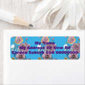 Blue Budgie Rose Blume Rücksendeadressen-Aufkleber (Insitu)