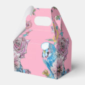 Blue Budgie & Rose Blumenstrauß Party Geschenkschachtel (Rückseite)