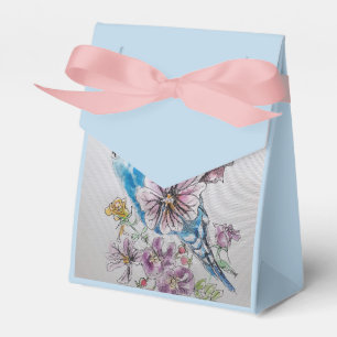 Blue Budgie & Rose Floral Party Cake Gewürze Box Geschenkschachtel