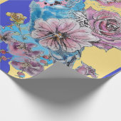 Blue Budgie Rose Kunst Blume Watercolor Wrapping Geschenkpapier (Ecke)