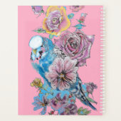 Blue Budgie Rose Watercolor Pink Bird Planner Planer (Rückseite)