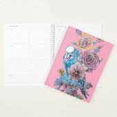 Blue Budgie Rose Watercolor Pink Bird Planner Planer (Anzeige)