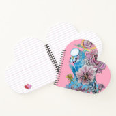Blue Budgie Rose Watercolor Pink Heart Notebook Notizblock (Innenseite)
