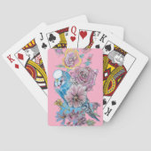 Blue Budgie Rote Rose Blume Pink Cards Set Spielkarten (Rückseite)