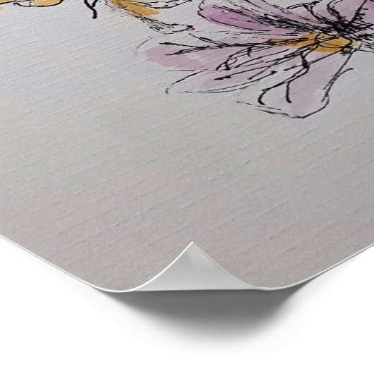 Blue Budgie & Rote Rose Poster (Ecke)