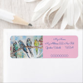 Blue Budgies Watercolor-Rücksendeadressen-Aufklebe (Insitu)