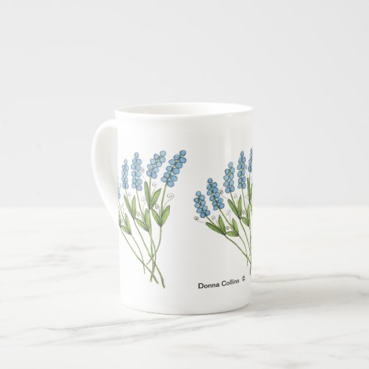 Blue Buds Knochen China Tasse (Vorderseite Links)