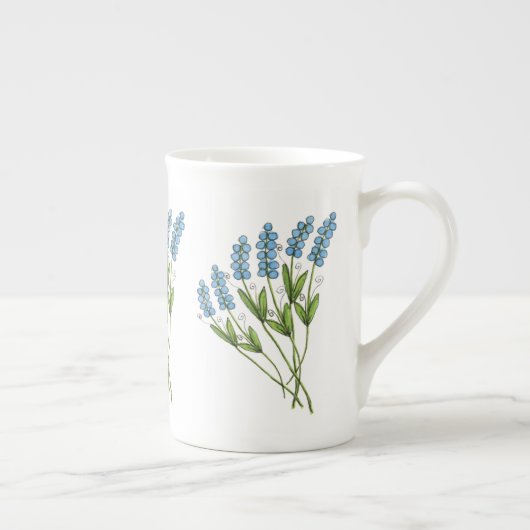 Blue Buds Knochen China Tasse (Rechts)
