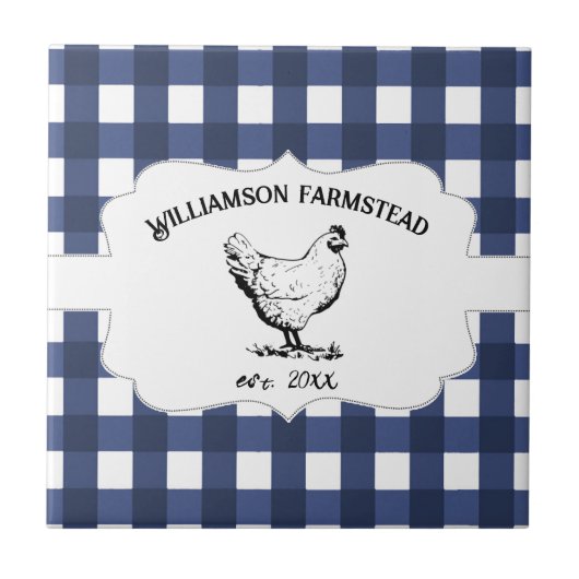 Blue Buffalo Kariert Farm Chicken Decorative Fliese (Vorderseite)
