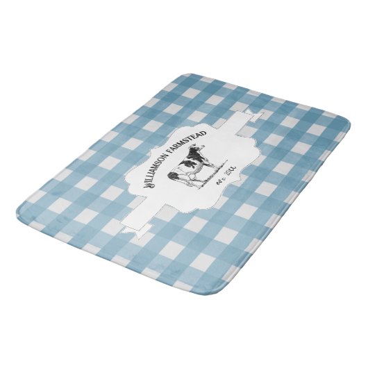 Blue Buffalo Kariert Farm Cow Bath Mat Badematte (Schrägansicht)