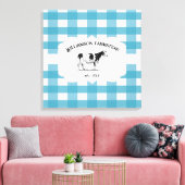 Blue Buffalo Kariert Farm Cow Canvas Print Leinwanddruck (Insitu (Wohnzimmer))