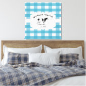Blue Buffalo Kariert Farm Cow Canvas Print Leinwanddruck (Insitu (Schlafzimmer))