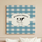 Blue Buffalo Kariert Farm Cow Canvas Print Leinwanddruck