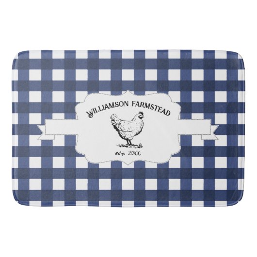 Blue Buffalo Kariert Farm Hühnerbader Mat Badematte (Vorderseite)