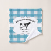 Blue Buffalo Kariert Farm Kuh Badetuch Set (Waschlappen)