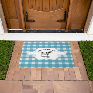 Blue Buffalo Kariert Farm Kuh Doormat Fußmatte