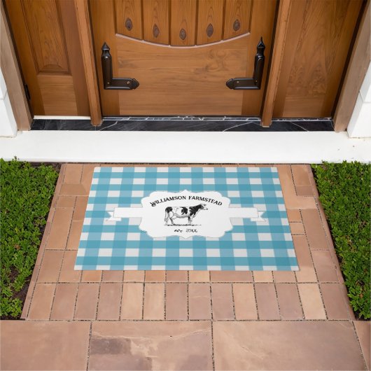 Blue Buffalo Kariert Farm Kuh Doormat Fußmatte (Außenbereich)