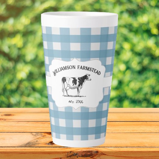 Blue Buffalo Kariert Farm Kuh Latte Tasse
