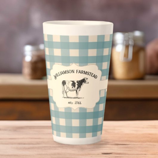 Blue Buffalo Kariert Farm Kuh Latte Tasse