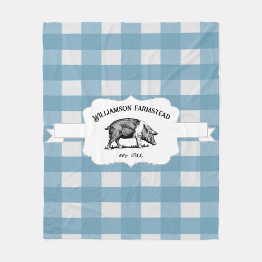 Blue Buffalo Kariert Farm Pig Fleece Blanket (Vorderseite)