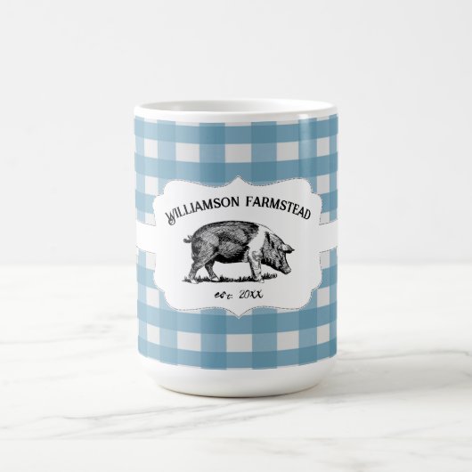Blue Buffalo Kariert Farm Schweinekaffee Tasse (Mittel)