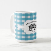 Blue Buffalo Kariert Farm Schweinekaffee Tasse (Vorderseite Links)