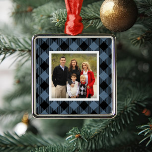 Blue Buffalo Kariert Holiday Foto Ornament Aus Metall