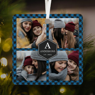 Blue Buffalo Kariert Lumberjack Familienfoto Colla Ornament Aus Metall