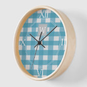 Blue Buffalo Kariert Monogram Clock Uhr (Winkel)